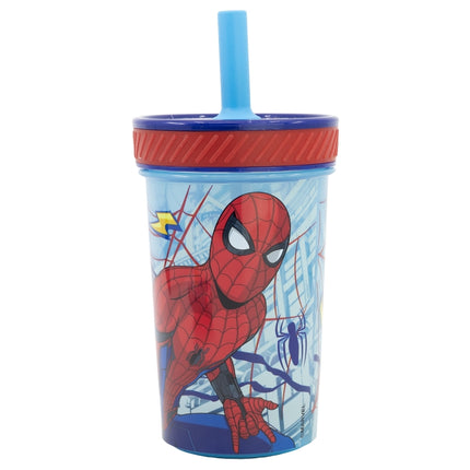 Spiderman Plastic Cup with Silicone Straw | Stor