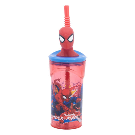 Spiderman 360 ml Reusable Children's Cup with Straw and Lid with 3D Figurine | Stor