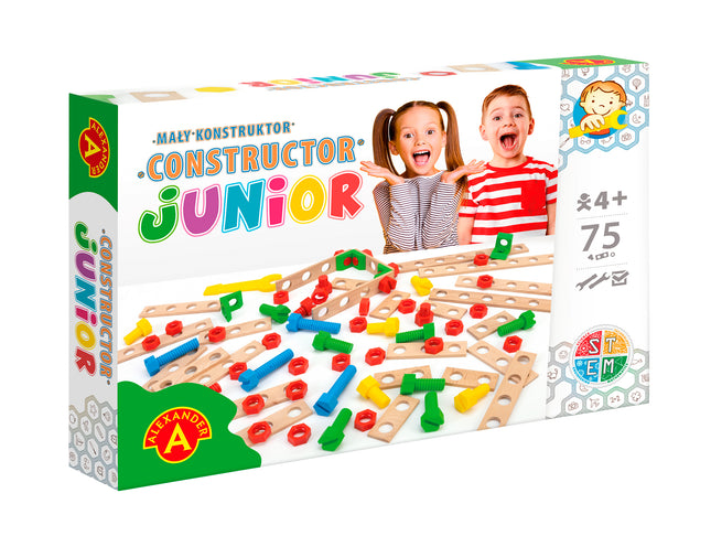 Junior Wooden Construction Set With 75 Pieces