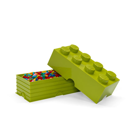 LEGO Storage Brick 8 Studs - Stackable Plastic Storage Box with Lid for Kids and Adults, Ideal Desk Organizer and Toy Box - 12.1L Capacity