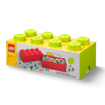 LEGO Storage Brick 8 Studs - Stackable Plastic Storage Box with Lid for Kids and Adults, Ideal Desk Organizer and Toy Box - 12.1L Capacity
