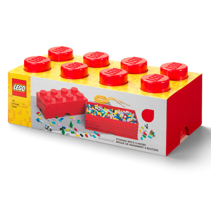 LEGO Storage Brick 8 Studs - Stackable Plastic Storage Box with Lid for Kids and Adults, Ideal Desk Organizer and Toy Box - 12.1L Capacity
