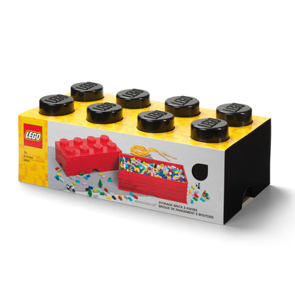 LEGO Storage Brick 8 Studs - Stackable Plastic Storage Box with Lid for Kids and Adults, Ideal Desk Organizer and Toy Box - 12.1L Capacity