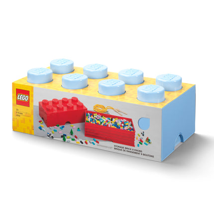 LEGO Storage Brick 8 Studs - Stackable Plastic Storage Box with Lid for Kids and Adults, Ideal Desk Organizer and Toy Box - 12.1L Capacity
