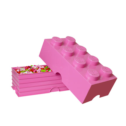 LEGO Storage Brick 8 Studs - Stackable Plastic Storage Box with Lid for Kids and Adults, Ideal Desk Organizer and Toy Box - 12.1L Capacity
