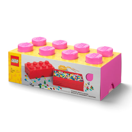 LEGO Storage Brick 8 Studs - Stackable Plastic Storage Box with Lid for Kids and Adults, Ideal Desk Organizer and Toy Box - 12.1L Capacity