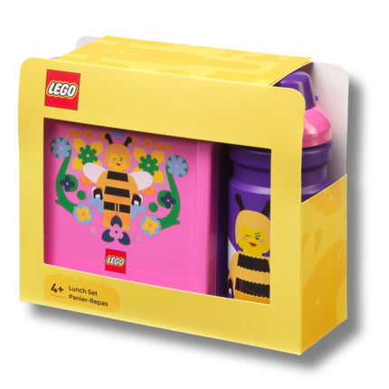 Lego Lunch Set - Bee Design, Fun & Functional 390ml Bottle & Lunch Box for Kids, Purple