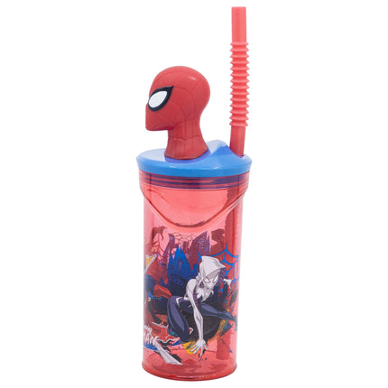 Spiderman 360 ml Reusable Children's Cup with Straw and Lid with 3D Figurine | Stor