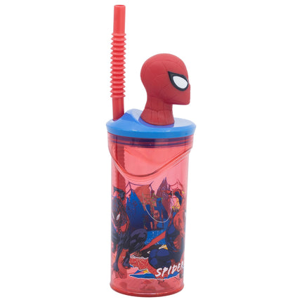 Spiderman 360 ml Reusable Children's Cup with Straw and Lid with 3D Figurine | Stor