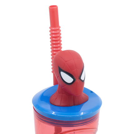 Spiderman 360 ml Reusable Children's Cup with Straw and Lid with 3D Figurine | Stor
