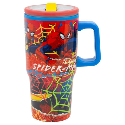 Marvel Spider-Man 640ml Insulated Travel Mug with Straw & Handle BPA Free