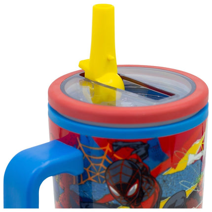 Marvel Spider-Man 640ml Insulated Travel Mug with Straw & Handle BPA Free