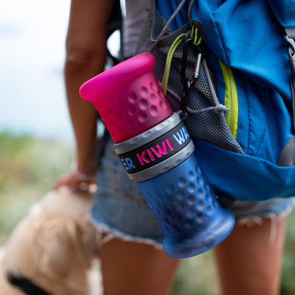 Kiwi Walker - Dog Travel Bottle 2 in 1 Pink/Blue