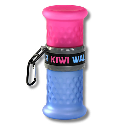 Kiwi Walker - Dog Travel Bottle 2 in 1 Pink/Blue