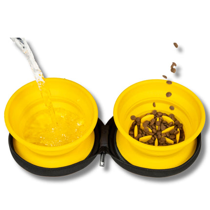 Dog Double Travel Bowl - Slowfeeder - KIWI Walker